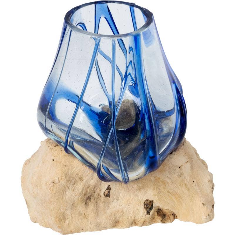 BLUE STRIPED MOLTEN GLASS