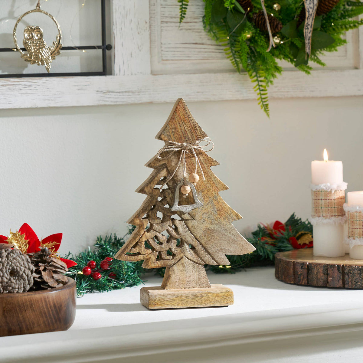 Natural Wooden Christmas Tree 11.75in – Ornate Evergreen