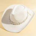 Faux Leather Chain Strap Western Cowboy Hat