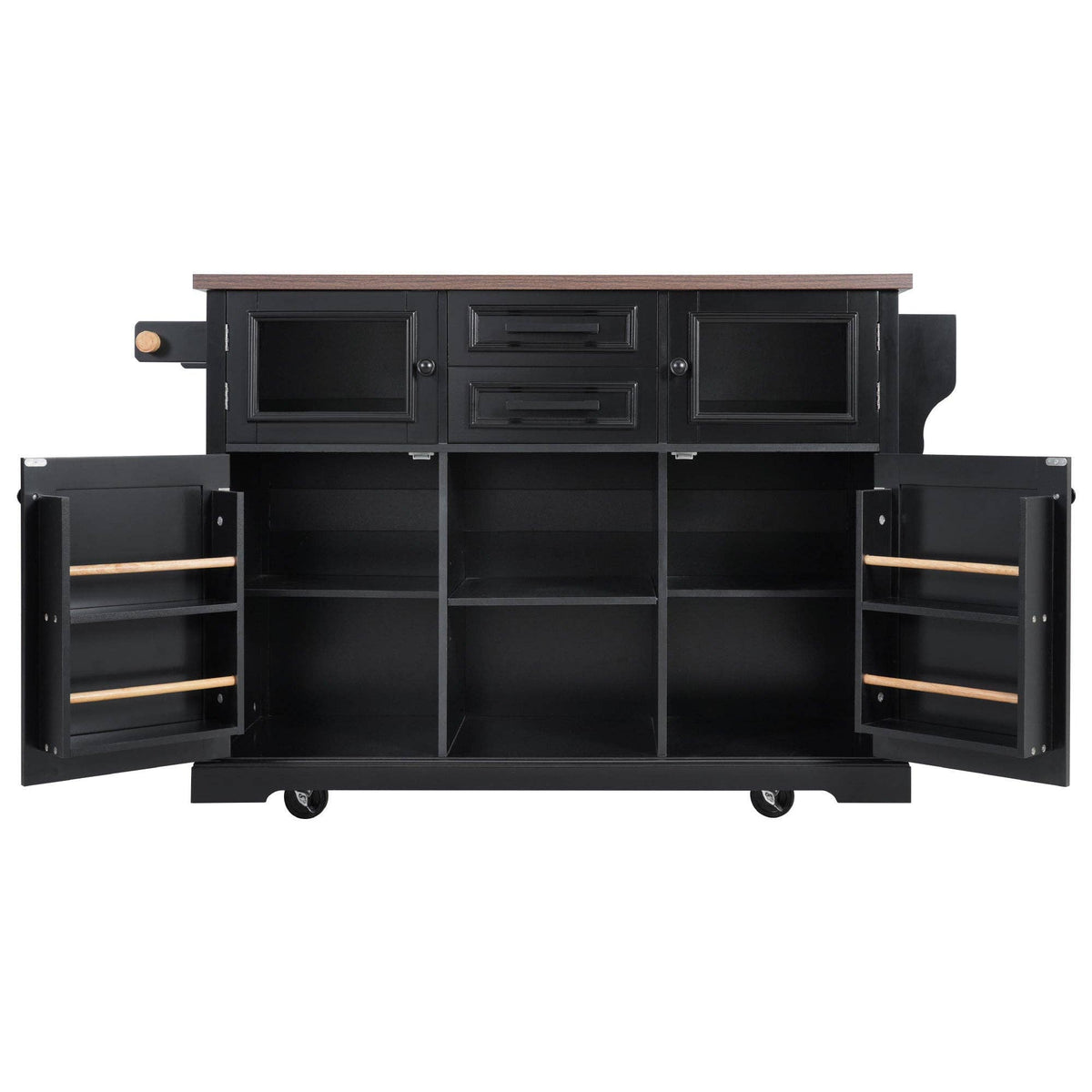 54.9" Kitchen Island with Drop Leaf, Power Outlet, 4 Doors: Default