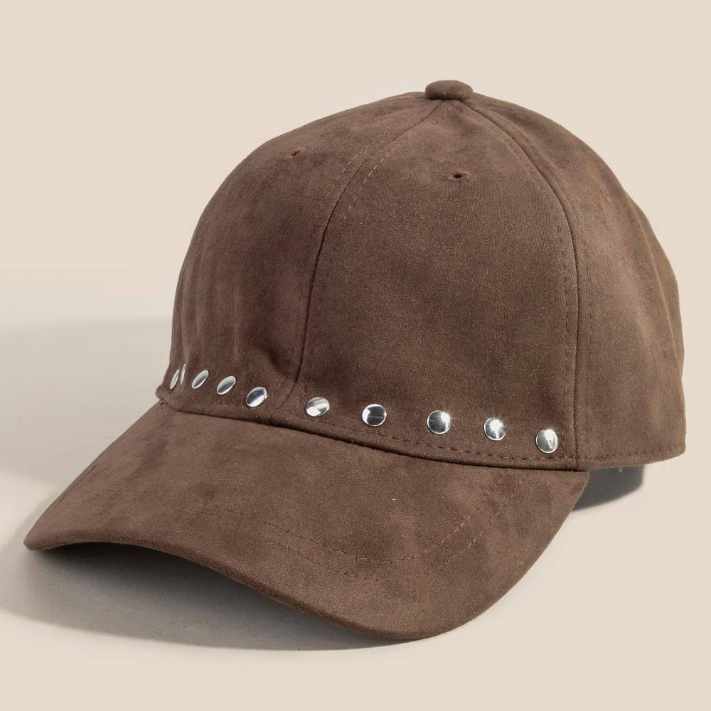 Suede Rivet Trim Cap