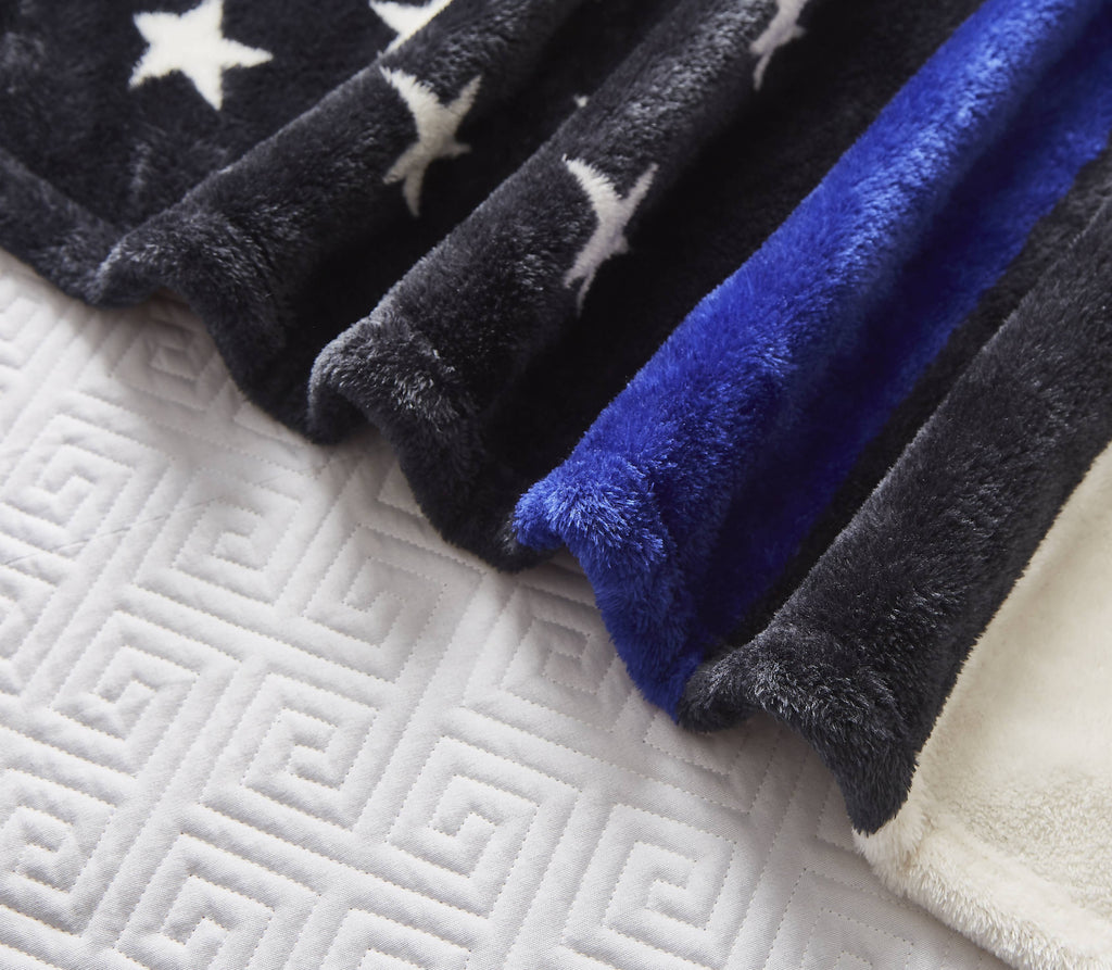 Blue Lives Matter Police Flag Faux Fur Plush Throw Blanket