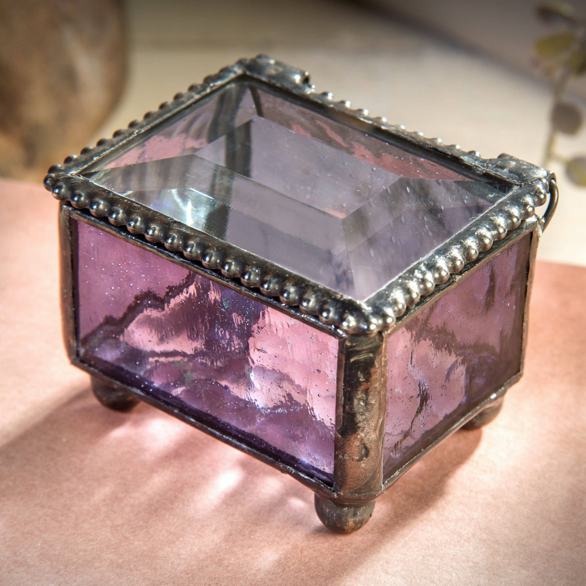 Glass Ring Box - Multiple Colors - Mini Jewelry Box: Purple