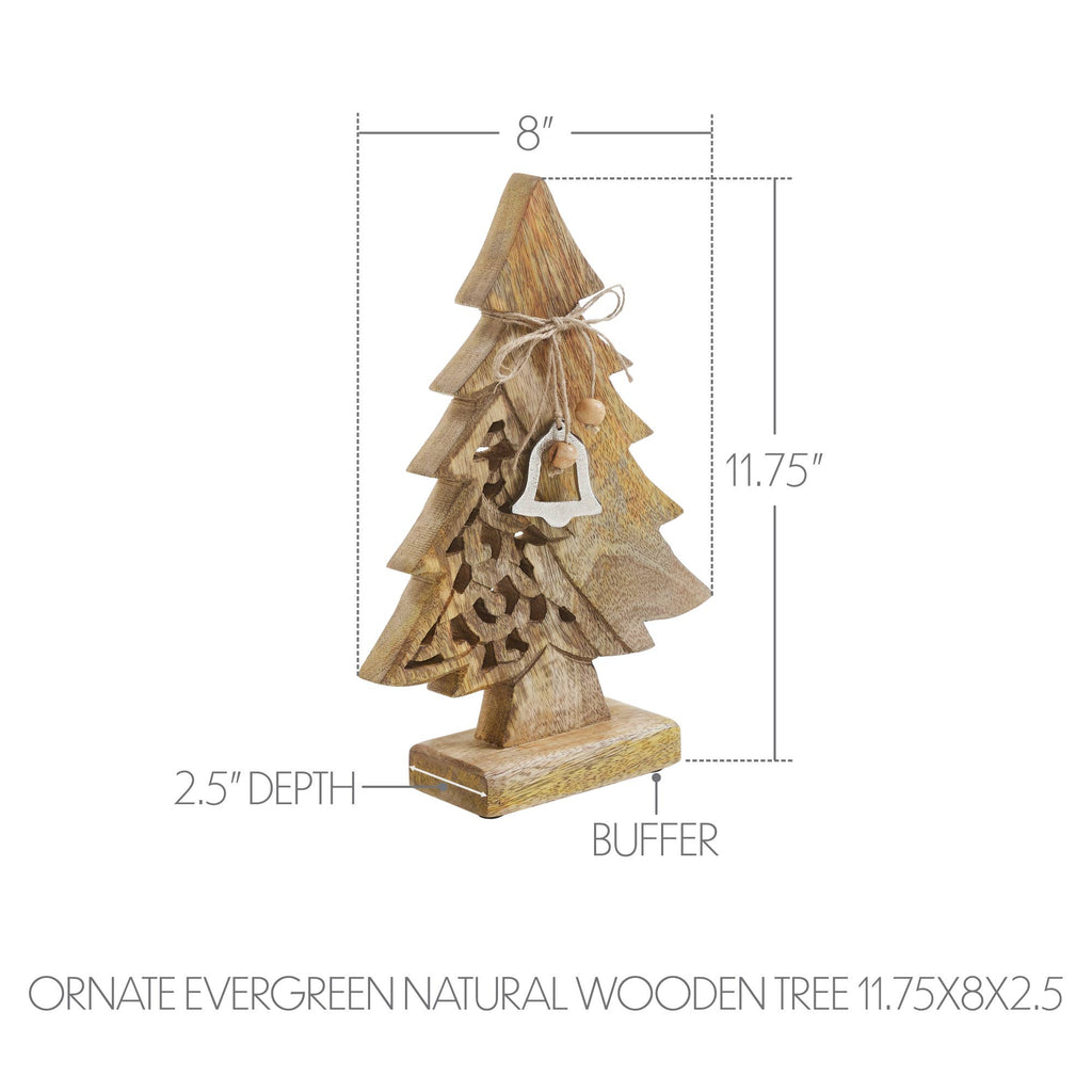 Natural Wooden Christmas Tree 11.75in – Ornate Evergreen