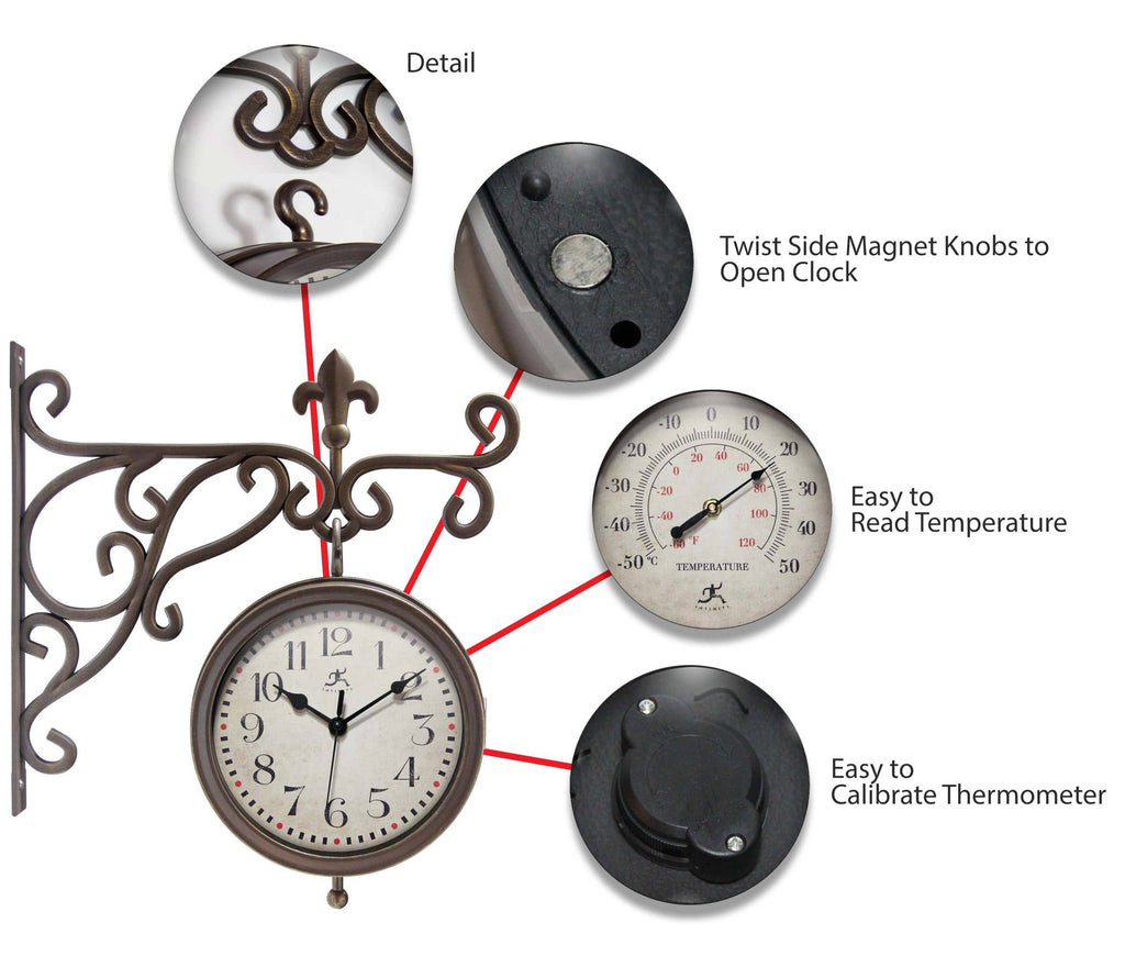 Outdoor Round Brown Traditional Wall Clock 8 Inch