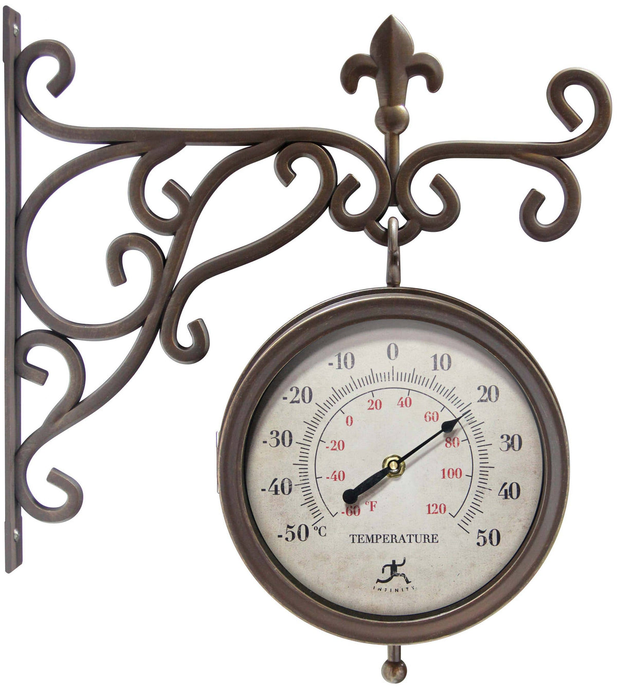 Outdoor Round Brown Traditional Wall Clock 8 Inch