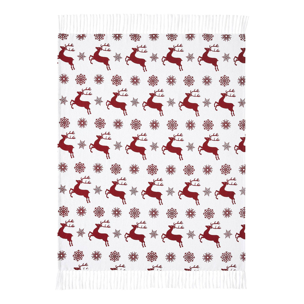 Red Reindeer Christmas Throw Blanket 50x60 Scandia