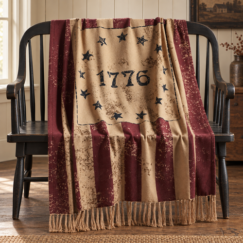 Burgundy 1776 Americana Woven Throw Blanket 50x60 My Country