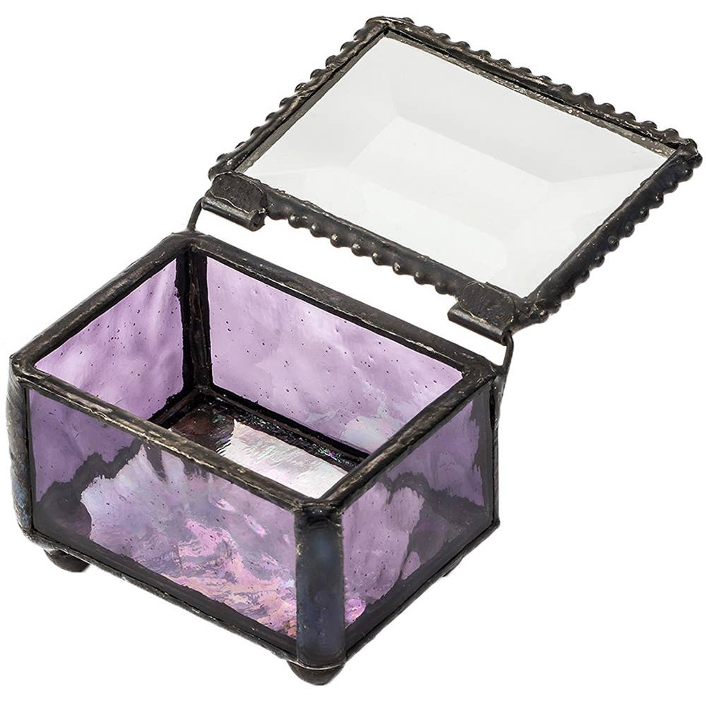 Glass Ring Box - Multiple Colors - Mini Jewelry Box: Purple