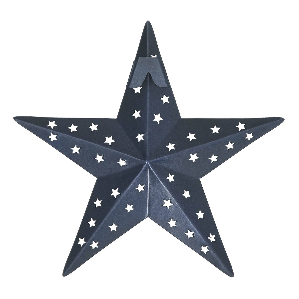 Navy punched metal star, 6 by 6 inches