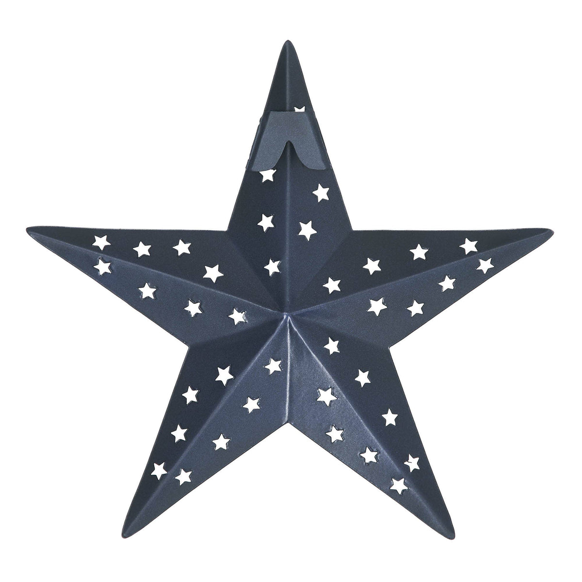 Navy punched metal star, 6 by 6 inches