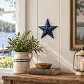 Navy punched metal star, 6 by 6 inches
