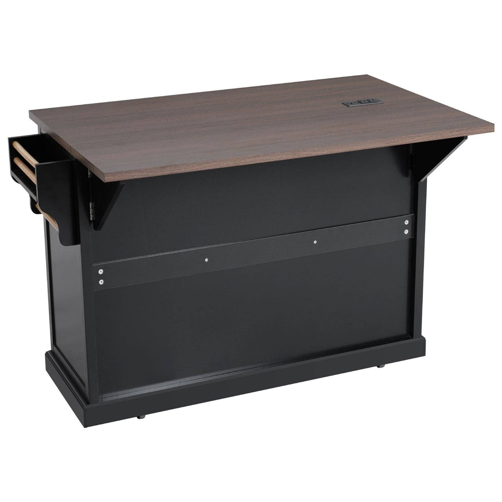 54.9" Kitchen Island with Drop Leaf, Power Outlet, 4 Doors: Default