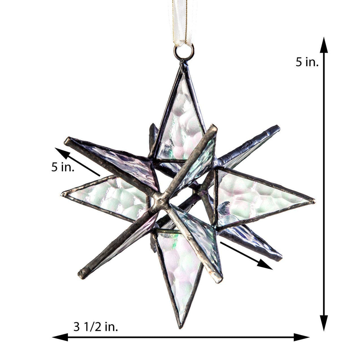Clear Iridescent Moravian Star Ornament J Devlin Glass Art