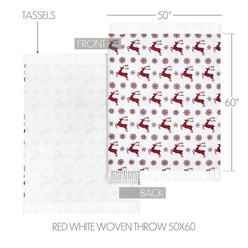 Red Reindeer Christmas Throw Blanket 50x60 Scandia