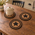 Black Star Braided Jute Trivets 8 Inch Set of 3 – Farmhouse