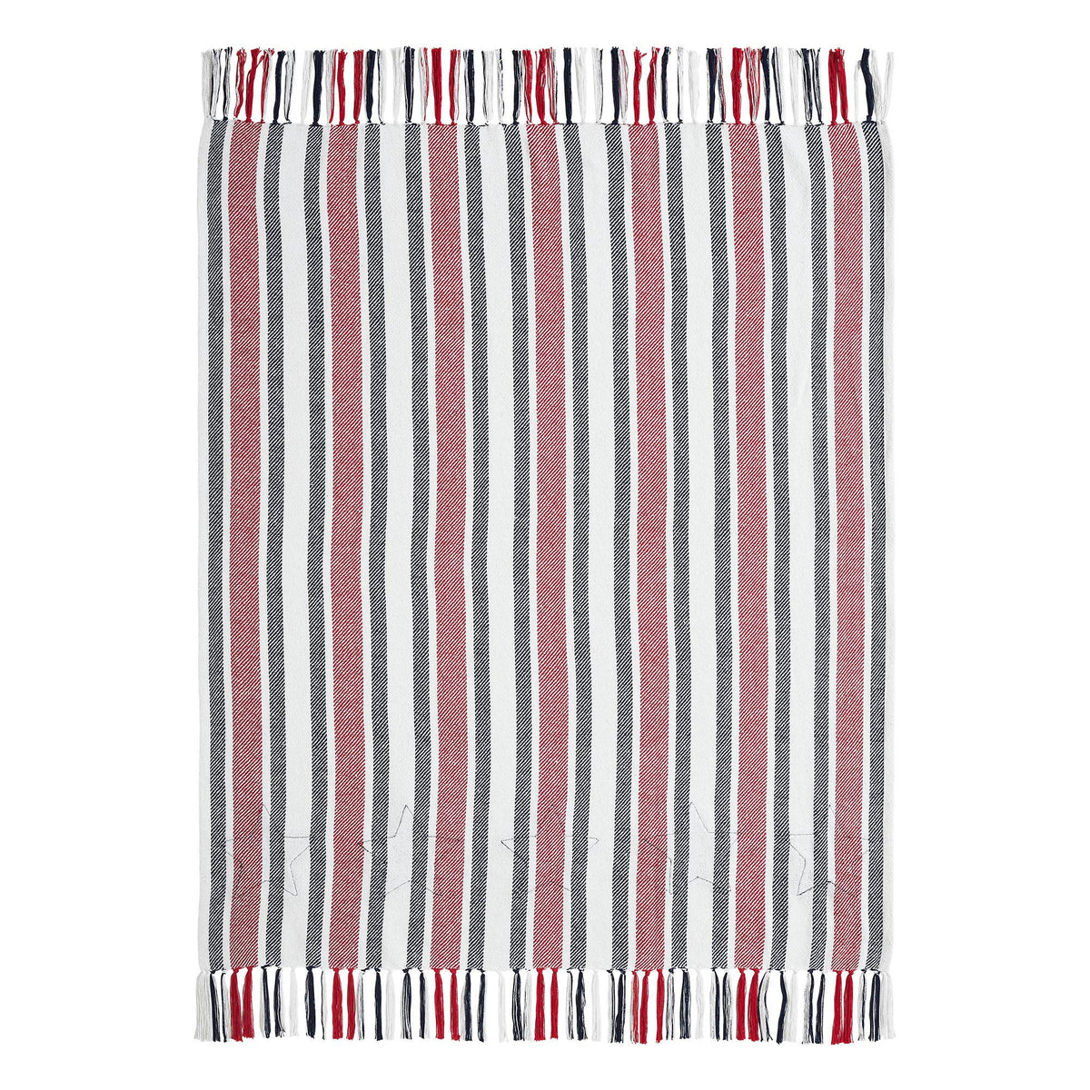 Americana Red White Blue Stripe Throw Blanket 50x60