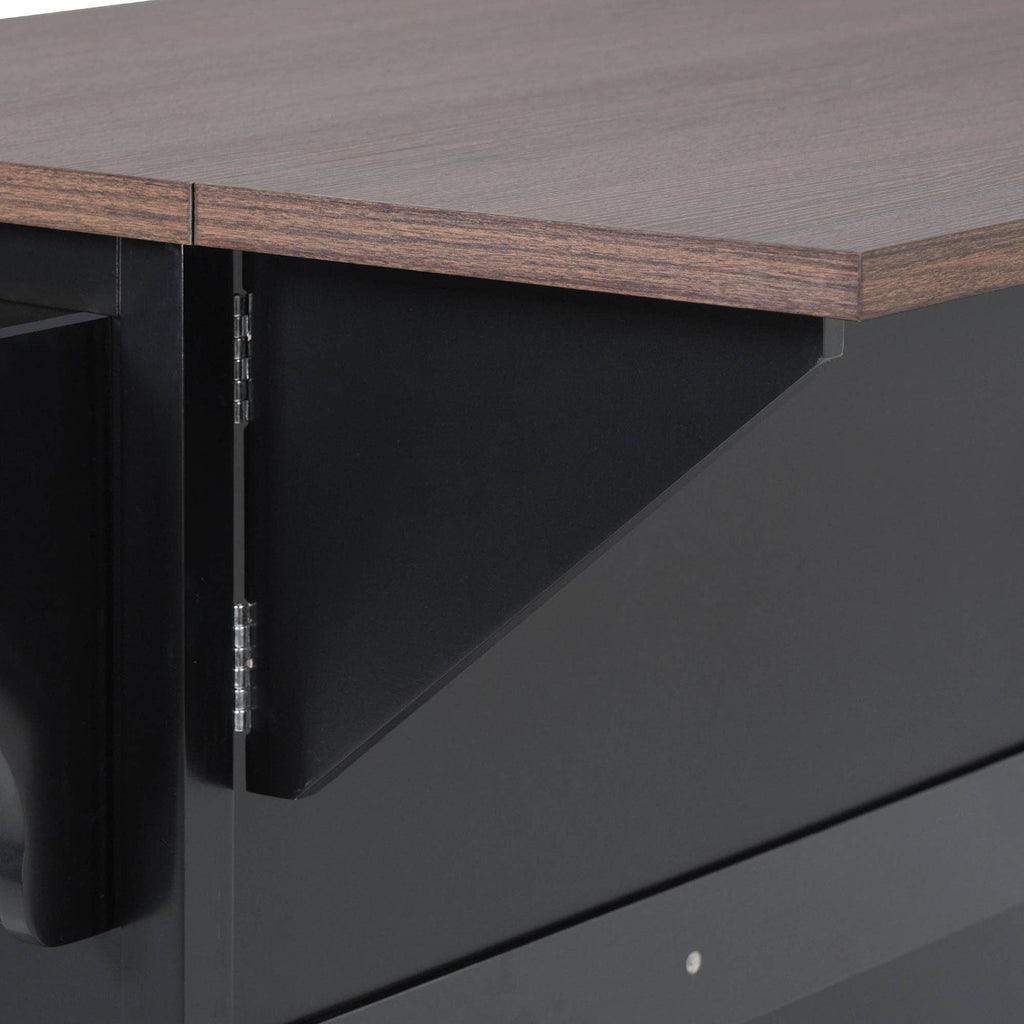 54.9" Kitchen Island with Drop Leaf, Power Outlet, 4 Doors: Default