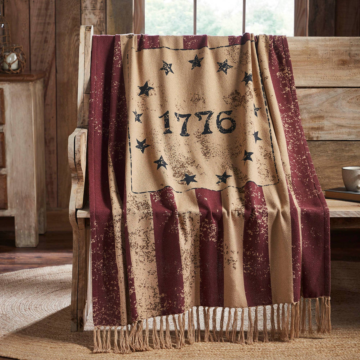 Burgundy 1776 Americana Woven Throw Blanket 50x60 My Country