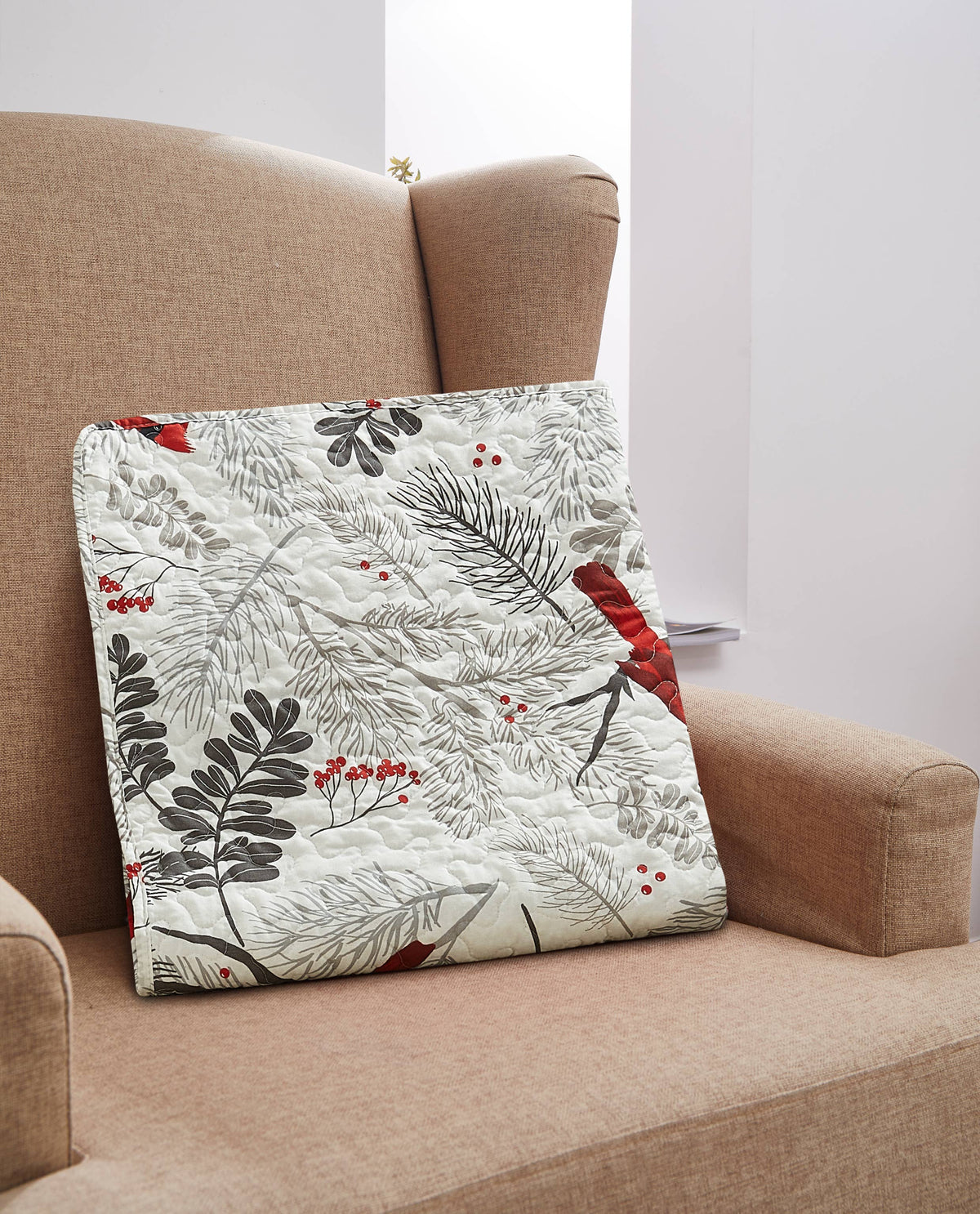Cardinals Winter Wood Quilted Throw - Copper State Home + Iron