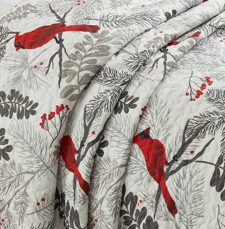 Cardinals Winter Wood Quilted Throw - Copper State Home + Iron
