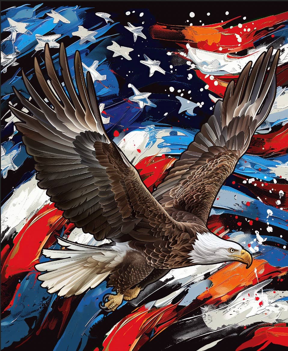 American Flag Patriotic Eagle Faux Fur Plush Throw Blanket