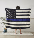 Blue Lives Matter Police Flag Faux Fur Plush Throw Blanket