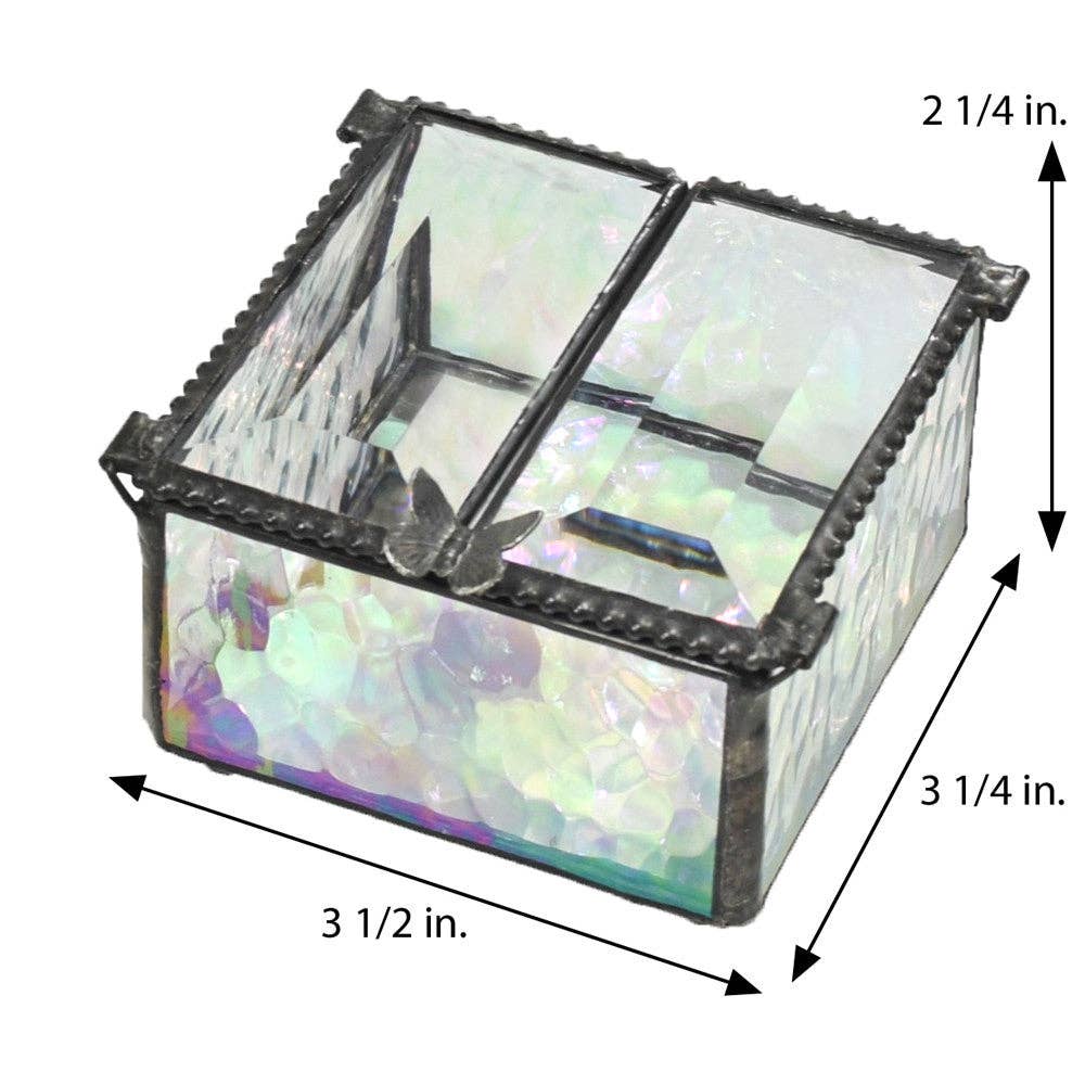 Clear Iridescent Glass Box with Center Open - J Devlin - Copper State Home + Iron
