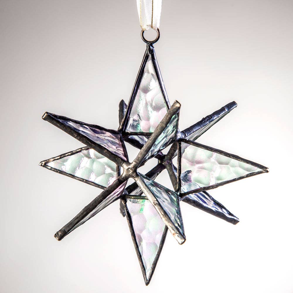 Clear Iridescent Moravian Star Ornament J Devlin Glass Art