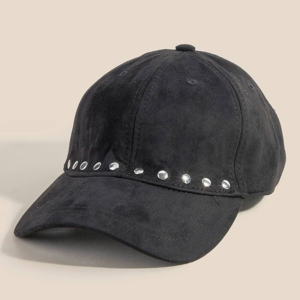 Suede Rivet Trim Cap