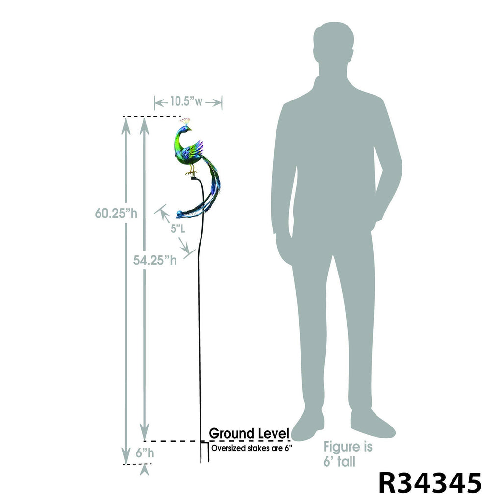 Peacock Balance Rocker Garden Stake – 5 ft tall!
