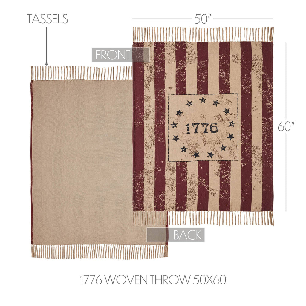 Burgundy 1776 Americana Woven Throw Blanket 50x60 My Country