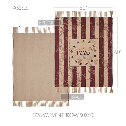 Burgundy 1776 Americana Woven Throw Blanket 50x60 My Country
