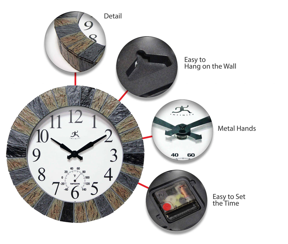 Outdoor Round Multi-Color Wall Clock 13 Inch