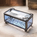 Blue Glass Jewelry Box with Dragonfly Accent