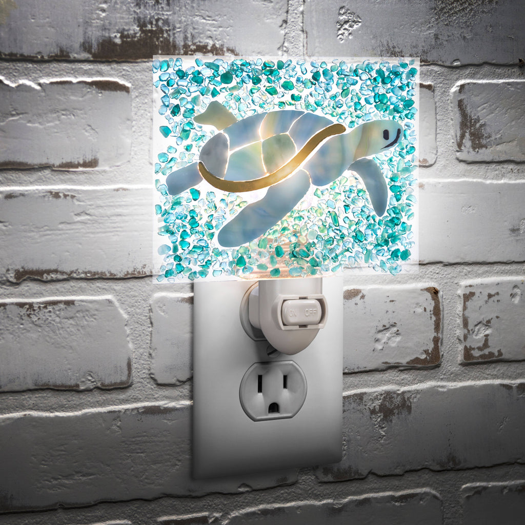 Fused Glass Sea Turtle Night Light