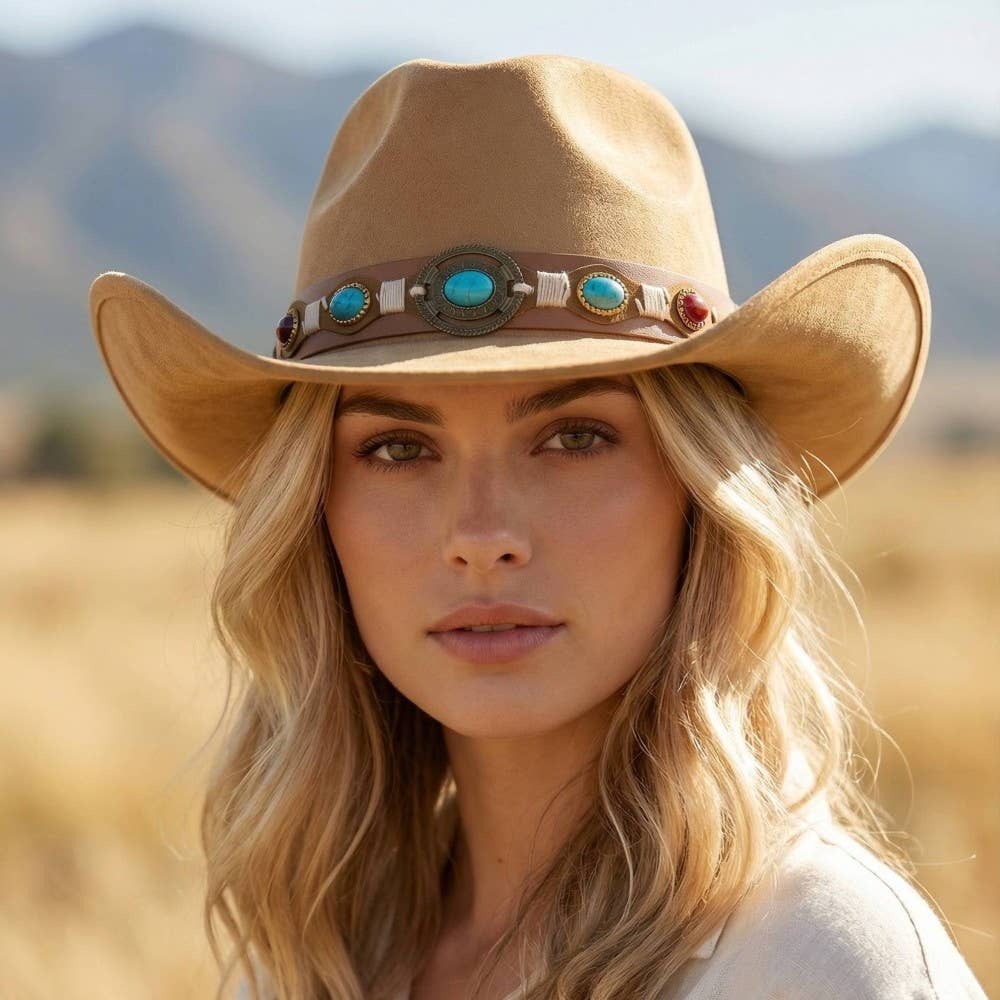 Western Concho Strap Belt Cowboy Hat