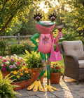 Outdoor Frog Ornament - Enamel Metal - Floral