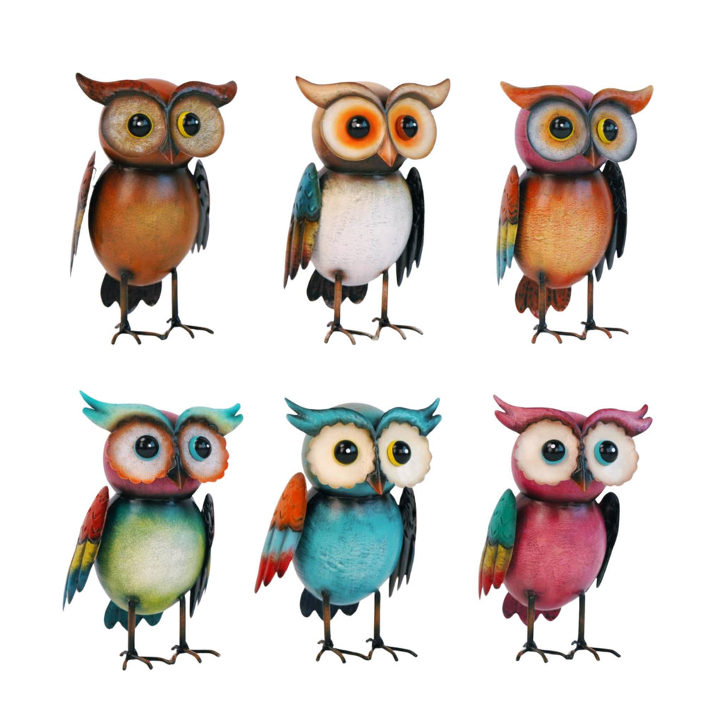 "The Perky Parliament" Vibrant Metal Owl Figurines -6 Styles