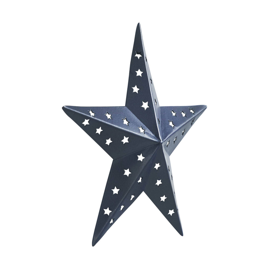 Navy punched metal star, 6 by 6 inches