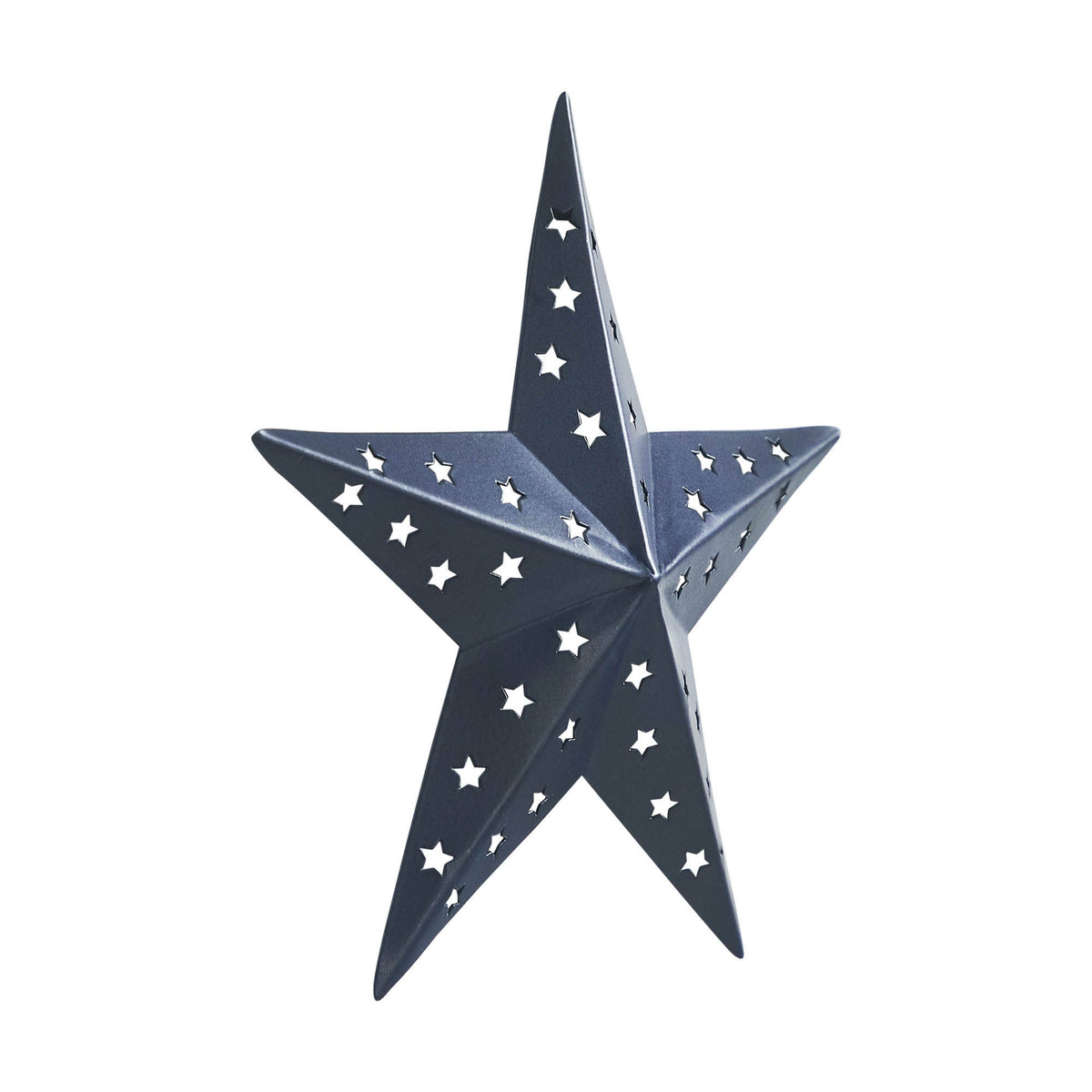 Navy punched metal star, 6 by 6 inches