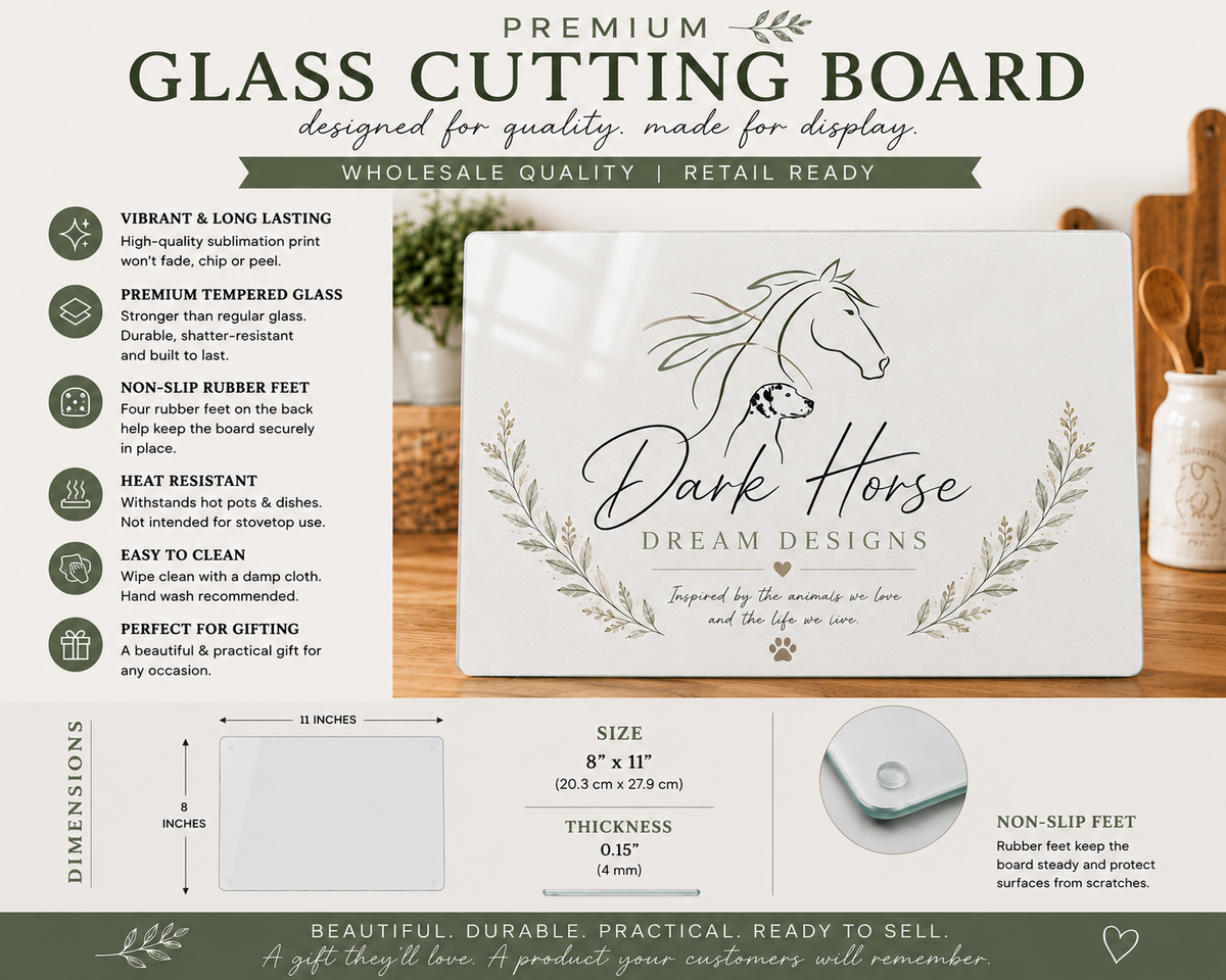 Artistic Beach Scene - Sand and Wood - Glass Cutting Board