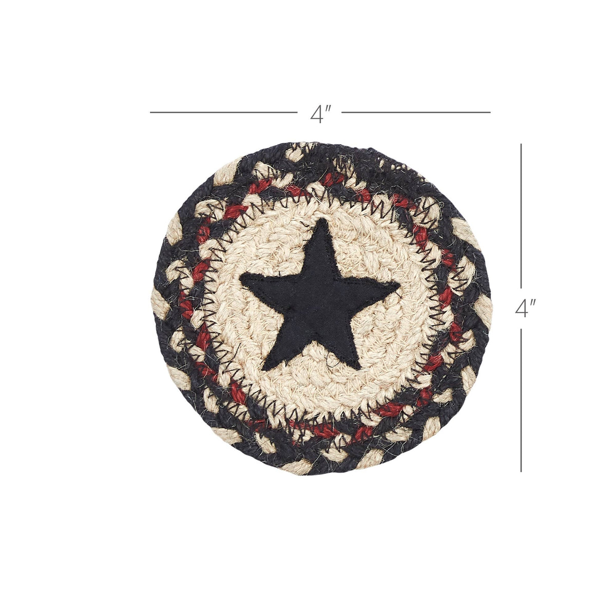 Star Braided Jute Coasters 4" Set of 6 Colonial Star