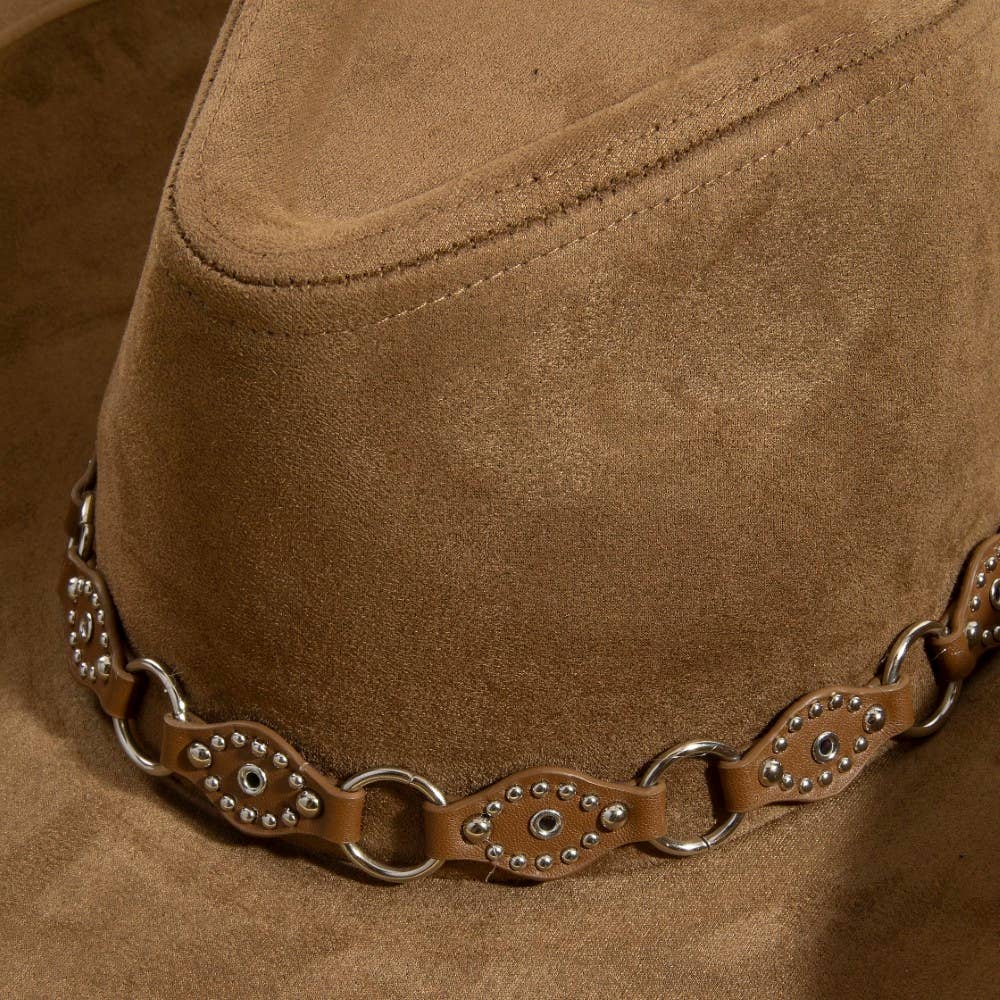 Faux Leather Chain Strap Western Cowboy Hat