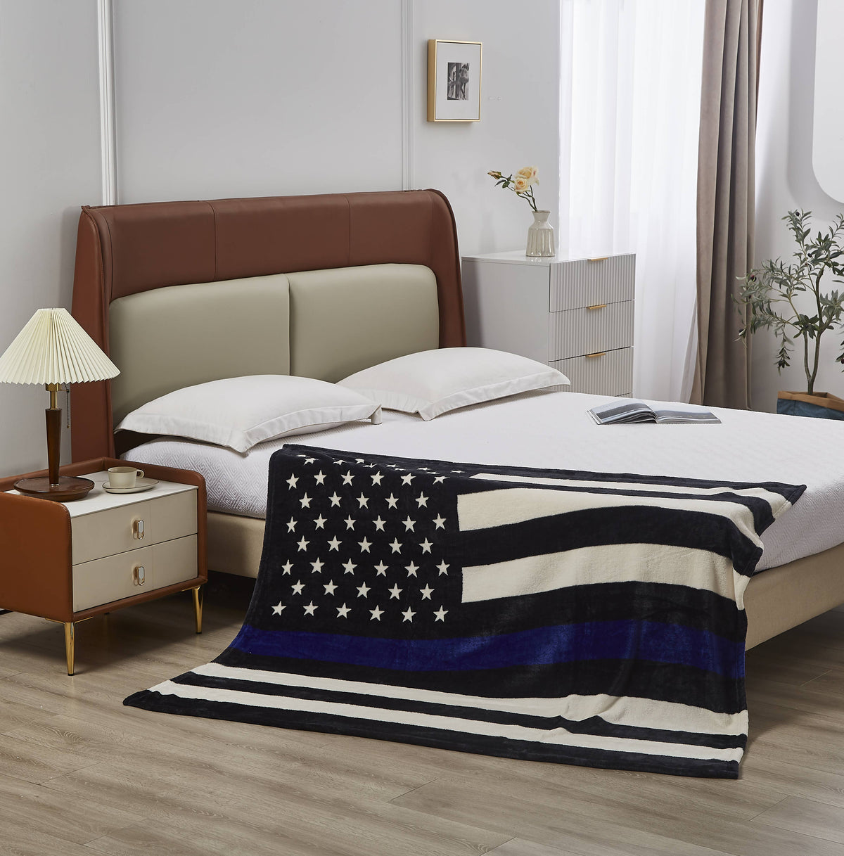 Blue Lives Matter Police Flag Faux Fur Plush Throw Blanket