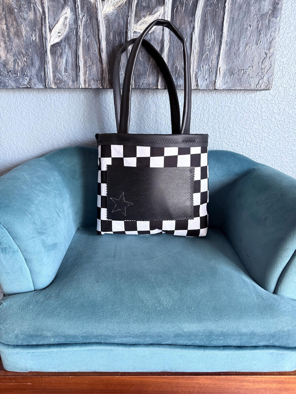 Black & White Checkered Tote Bag