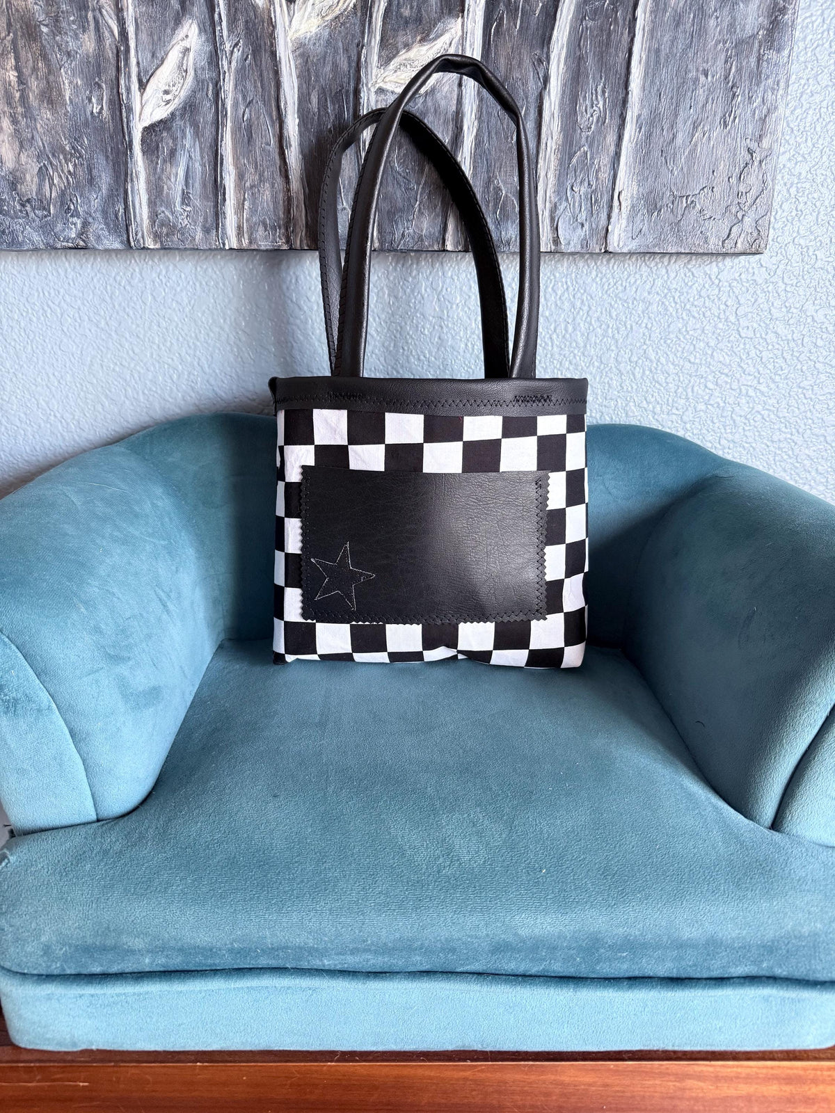 Black & White Checkered Tote Bag