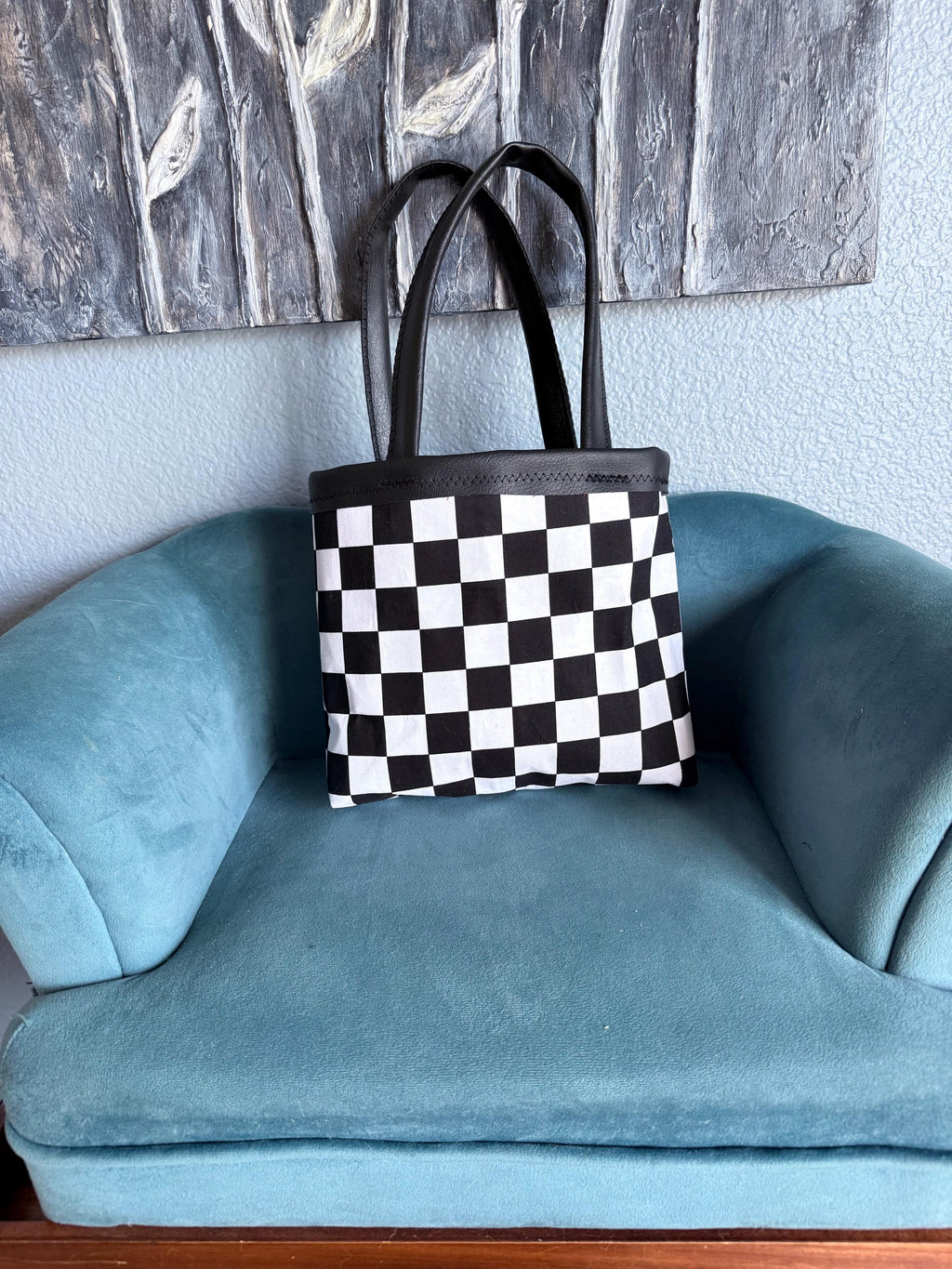 Black & White Checkered Tote Bag