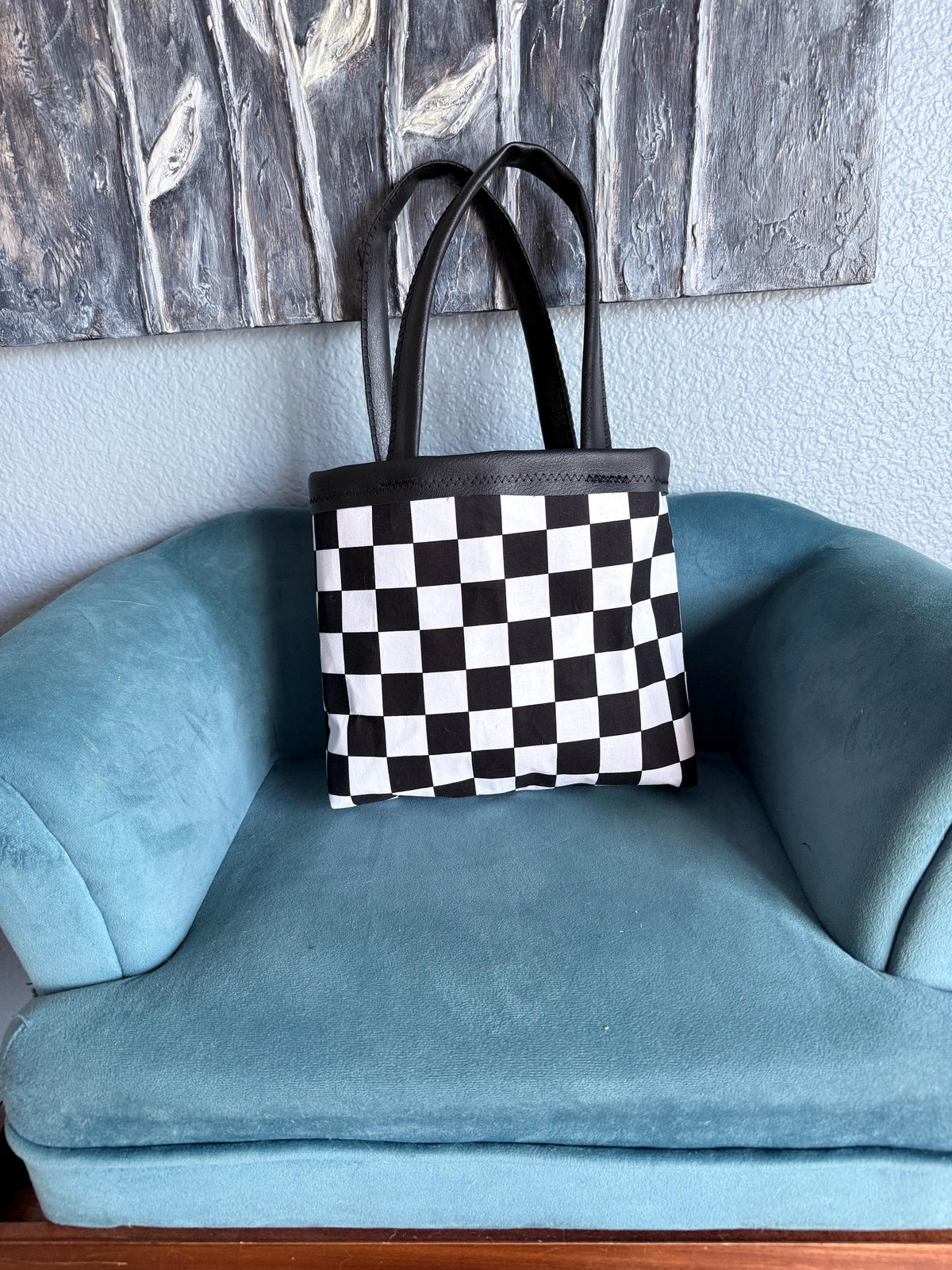 Black & White Checkered Tote Bag
