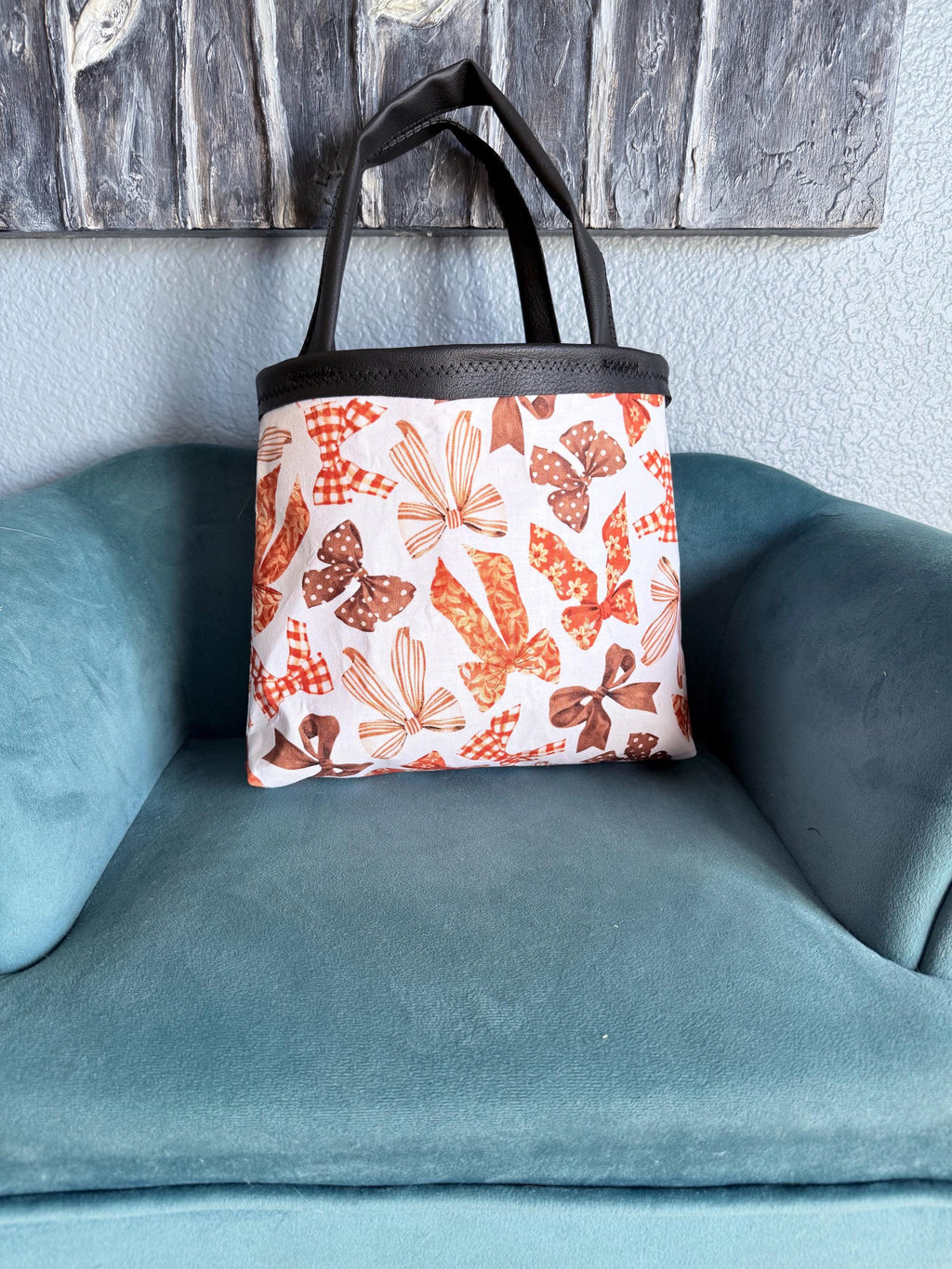 Handmade Fall  Bow Print Tote Bag